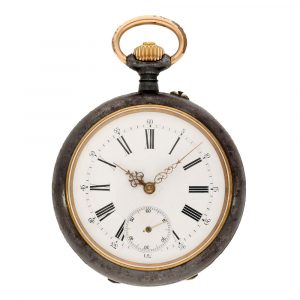 Swiss gunmetal lever watch with concealed calendar Circa 1890