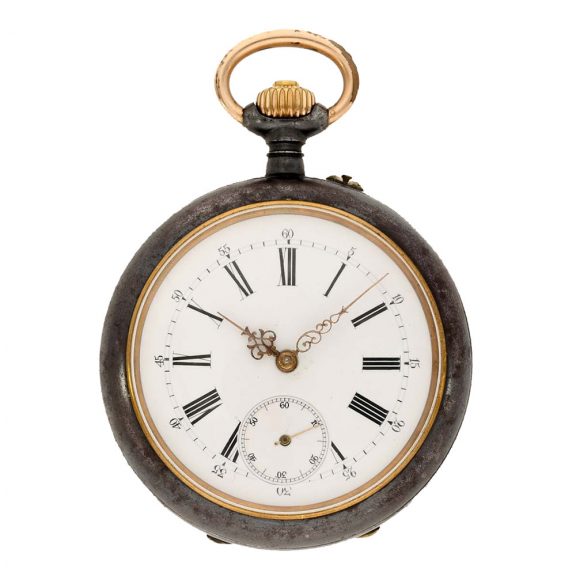 Swiss gunmetal lever watch with concealed calendar Circa 1890