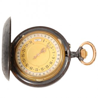 Swiss gunmetal lever watch with concealed calendar Circa 1890