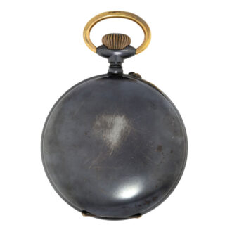 Swiss browned iron case with decorative enamel dial Circa 1900