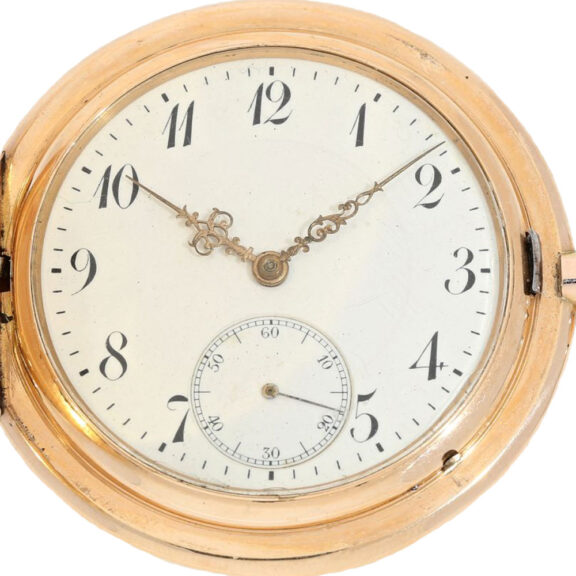 Swiss pink gold hunting cased lever pocket watch Circa 1910 Swiss pink gold hunting cased lever pocket watch Circa 1910