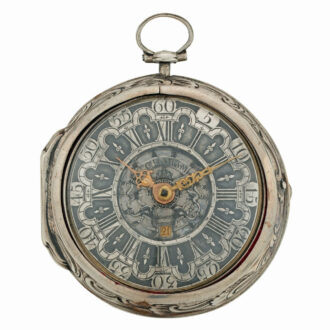 Early English silver pair cased verge pocket watch Circa 1750