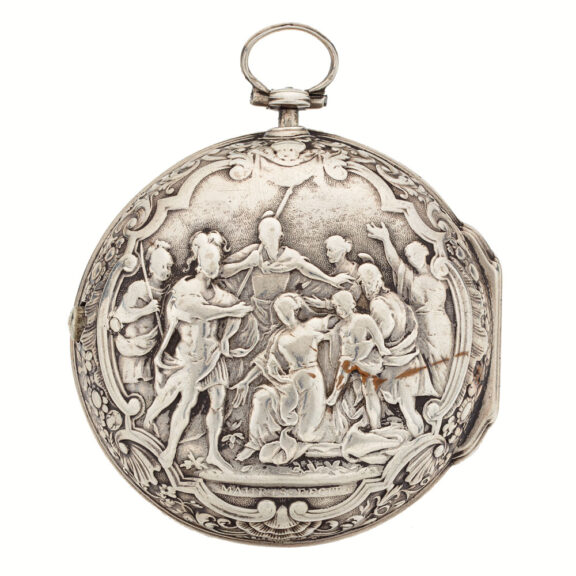 Early English silver pair cased verge pocket watch Circa 1750