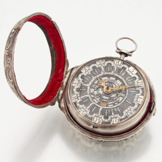 Early English silver pair cased verge pocket watch Circa 1750