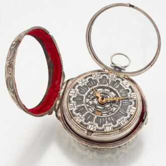 Early English silver pair cased verge pocket watch Circa 1750