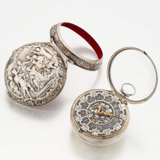 Early English silver pair cased verge pocket watch Circa 1750