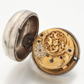Early English silver pair cased verge pocket watch Circa 1750