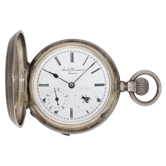 Swiss silver technically interesting hunting cased watch Circa 1880 Swiss silver technically interesting hunting cased watch Circa 1880