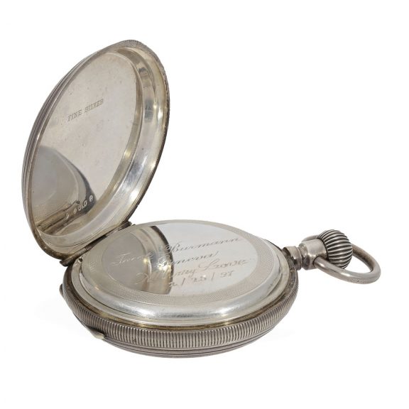 Swiss silver technically interesting hunting cased watch Circa 1880 Swiss silver technically interesting hunting cased watch Circa 1880