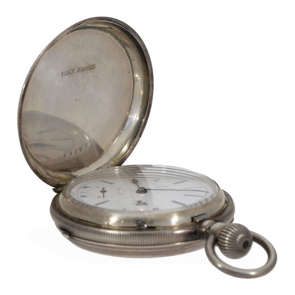 Swiss silver technically interesting hunting cased watch Circa 1880 Swiss silver technically interesting hunting cased watch Circa 1880