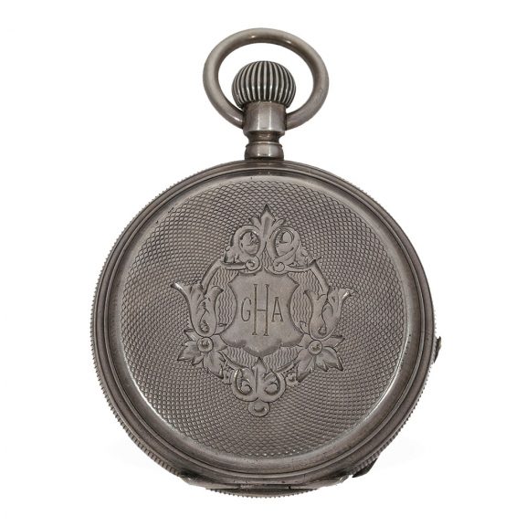 Swiss silver technically interesting hunting cased watch Circa 1880 Swiss silver technically interesting hunting cased watch Circa 1880