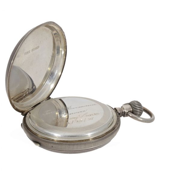 Swiss silver technically interesting hunting cased watch Circa 1880 Swiss silver technically interesting hunting cased watch Circa 1880