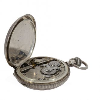 Swiss silver technically interesting hunting cased watch Circa 1880