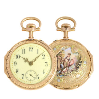 A gold Swiss lever with screwed gold chatons Circa 1900