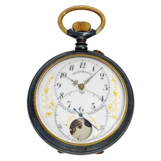 Rare Swiss gunmetal cylinder watch with chatelaine circa 1910