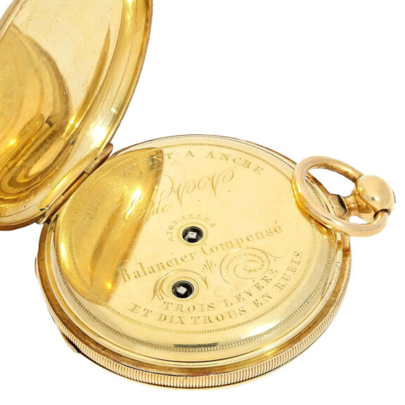 Rare French 18k gold lever school watch Circa 1850 Rare French 18k gold lever school watch Circa 1850