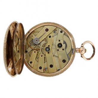 Swiss gold lady's watch with dial with enamel painting Circa 1880