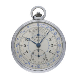Swiss metal chronograph with fine two tone dial Circa 1935