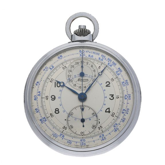 Swiss metal chronograph with fine two tone dial Circa 1935