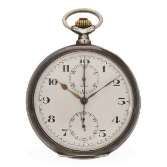 Swiss silver chronograph with register and original box Circa 1920
