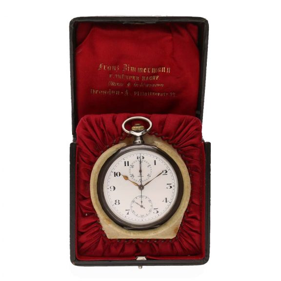 Swiss silver chronograph with register and original box Circa 1920 Swiss silver chronograph with register and original box Circa 1920