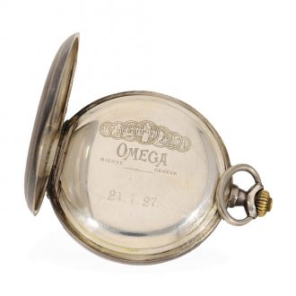 Swiss silver chronograph with register and original box Circa 1920