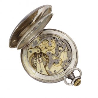Swiss silver chronograph with register and original box Circa 1920