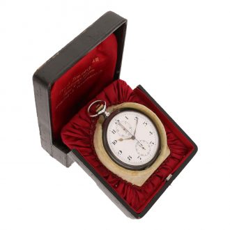 Swiss silver chronograph with register and original box Circa 1920