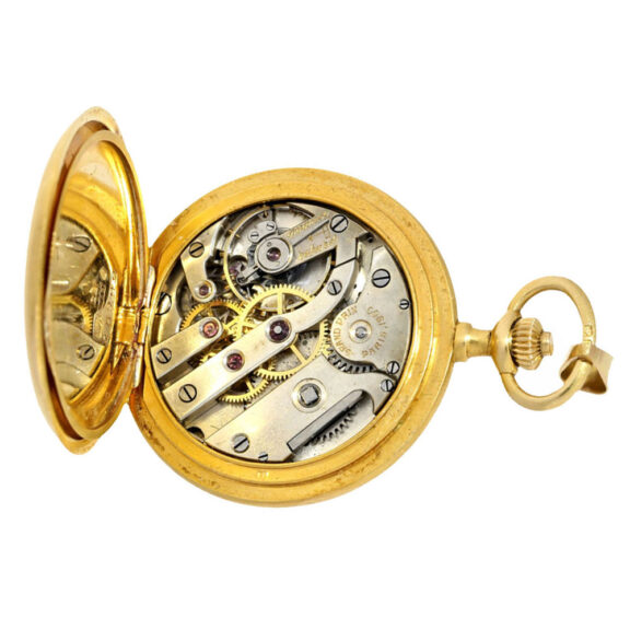 A gold Swiss with high-class diamonds and emeralds Circa 1910 A gold Swiss with high-class diamonds and emeralds Circa 1910
