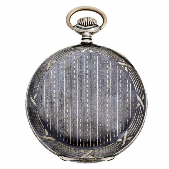 Swiss watch with niello case and original chain Circa 1926-1929 Swiss watch with niello case and original chain Circa 1926-1929