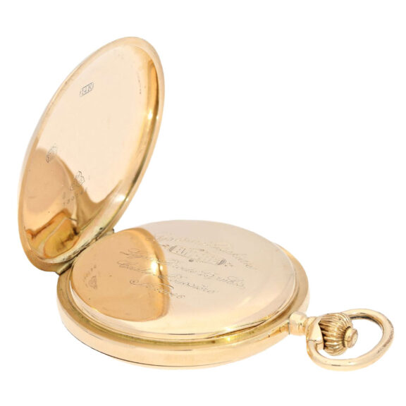 German 18 carat gold hunting cased lever watch Circa 1900 German 18 carat gold hunting cased lever watch Circa 1900