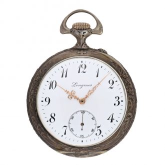 Swiss silver marksman's watch with original box and chain Circa 1910