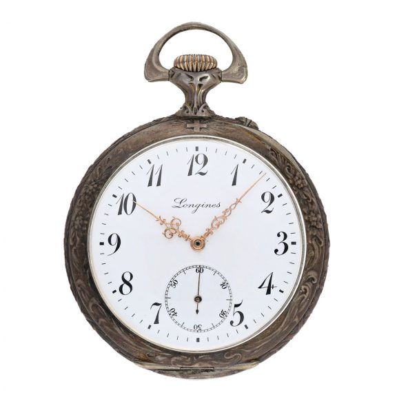 Swiss silver marksman's watch with original box and chain Circa 1910