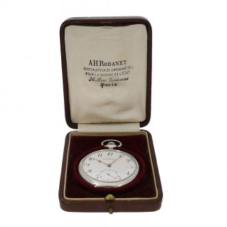 French pocket watch with enamel painting and original box Circa 1910