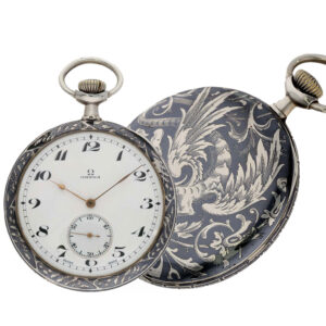 Swiss niëllo silver Art Nouveau lever pocket watch Circa 1907