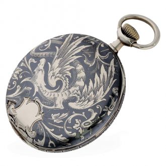 Swiss niëllo silver Art Nouveau lever pocket watch Circa 1907