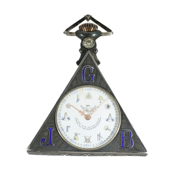 Swiss silver enameled Freemason pendant watch Circa 1930