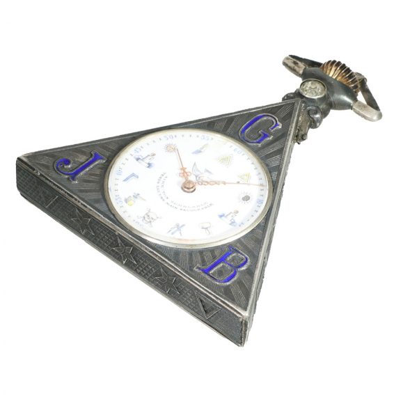Swiss silver enameled Freemason pendant watch Circa 1930 Swiss silver enameled Freemason pendant watch Circa 1930