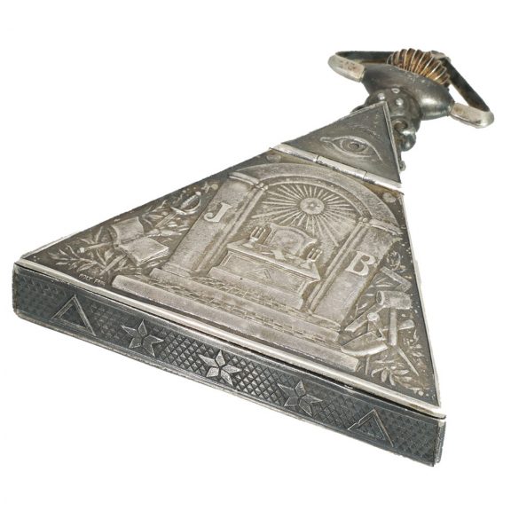 Swiss silver enameled Freemason pendant watch Circa 1930 Swiss silver enameled Freemason pendant watch Circa 1930