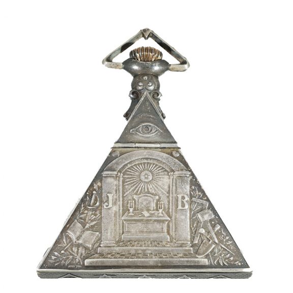 Swiss silver enameled Freemason pendant watch Circa 1930 Swiss silver enameled Freemason pendant watch Circa 1930