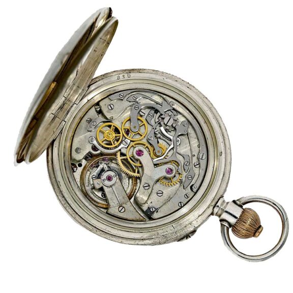 Russian rare silver deck watch with chronograph Circa 1915 Russian rare silver deck watch with chronograph Circa 1915