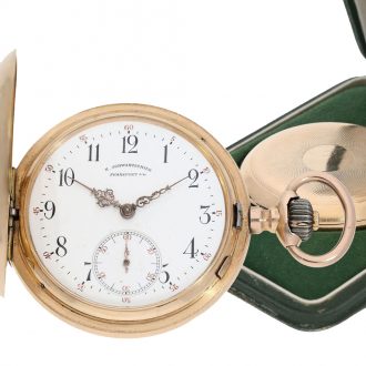 German pink gold engine turned hunter watch Circa 1899