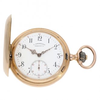 German pink gold engine turned hunter watch Circa 1899 German pink gold engine turned hunter watch Circa 1899
