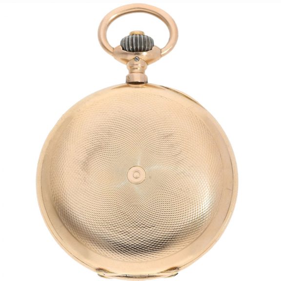 German pink gold engine turned hunter watch Circa 1899 German pink gold engine turned hunter watch Circa 1899