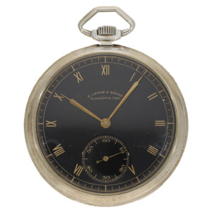 Rare German silver dress watch with fine black dial Circa 1950