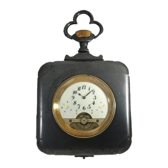 Swiss burnished iron eight day hebdomas watch Circa 1900