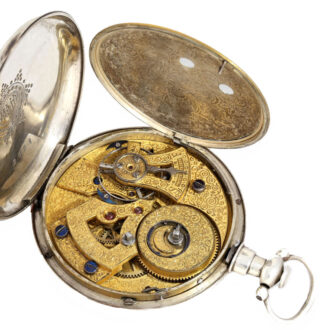 A silver Swiss watch with fly spring mechanism Circa 1840