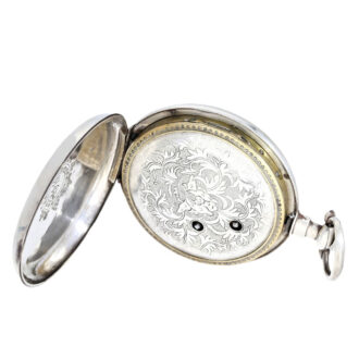 A silver Swiss watch with fly spring mechanism Circa 1840
