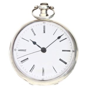 A silver Swiss watch with fly spring mechanism Circa 1840