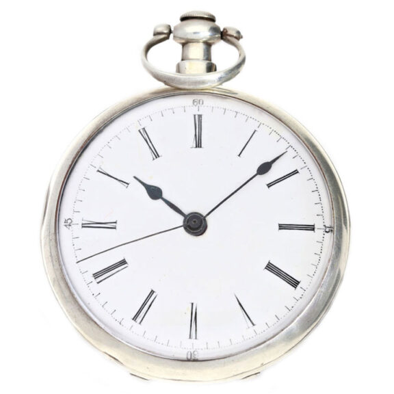 A silver Swiss watch with fly spring mechanism Circa 1840